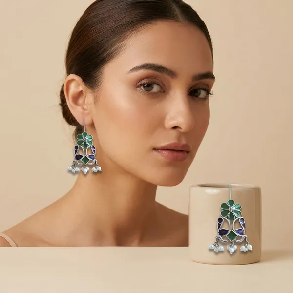Green_Alloy_With_Meenakari_Work_Premium_Hook_Earrings_For_Women