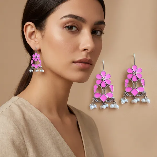 Pink_Alloy_With_Meenakari_Work_Premium_Hook_Earrings_For_Women