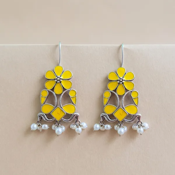 Yellow_Alloy_With_Meenakari_Work_Premium_Hook_Earrings_For_Women