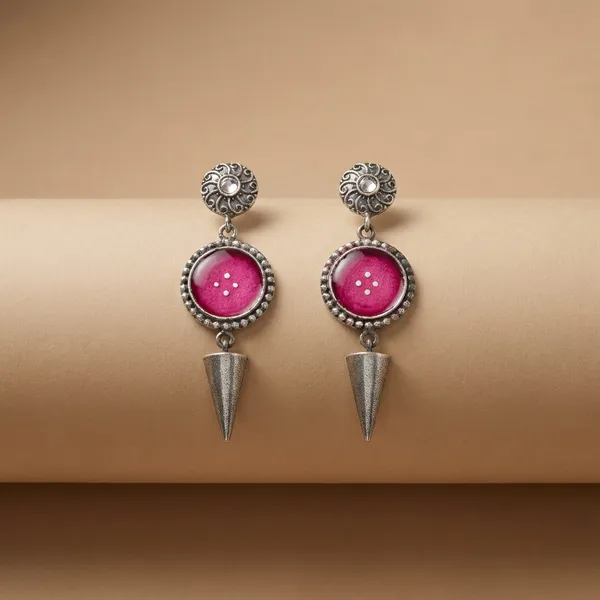 Magenta_German_Silver_Premium_Dangle_Earrings_For_Women