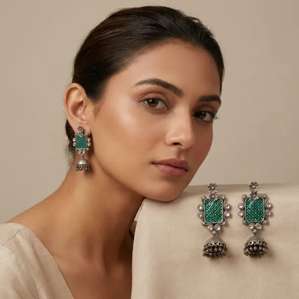 Green_Alloy_With_Gold_Plating_Premium_Jhumka_Earrings_For_Women