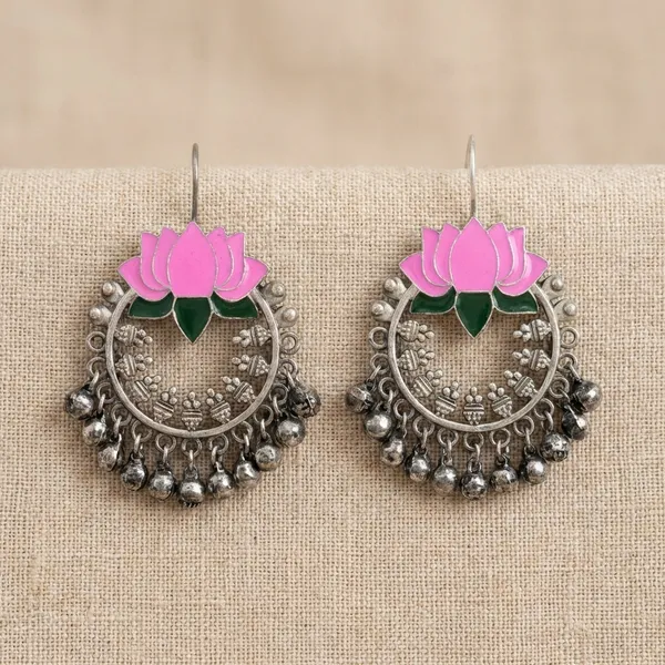 Pink_Alloy_With_Gold_Plating_Premium_Hook_Earrings_For_Women