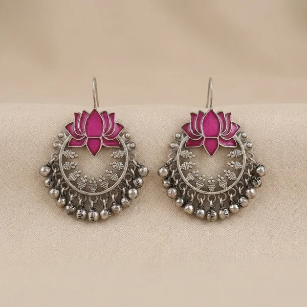 Maroon_Alloy_With_Gold_Plating_Premium_Hook_Earrings_For_Women
