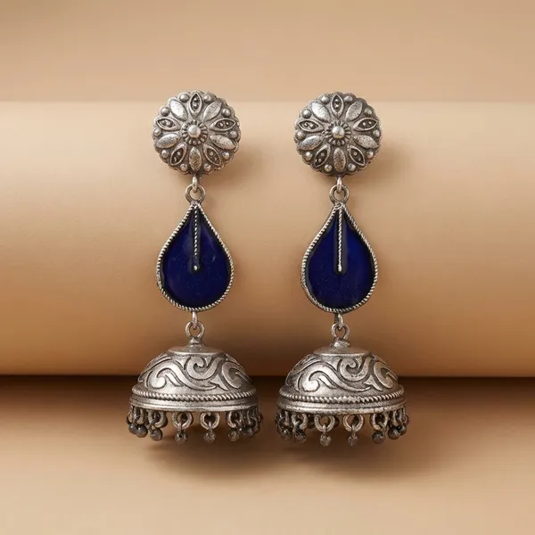 Blue_Alloy_With_Gold_Plating_Premium_Jhumka_Earrings_For_Women