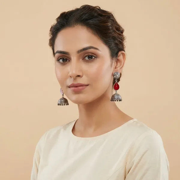 Red_Alloy_With_Gold_Plating_Premium_Jhumka_Earrings_For_Women