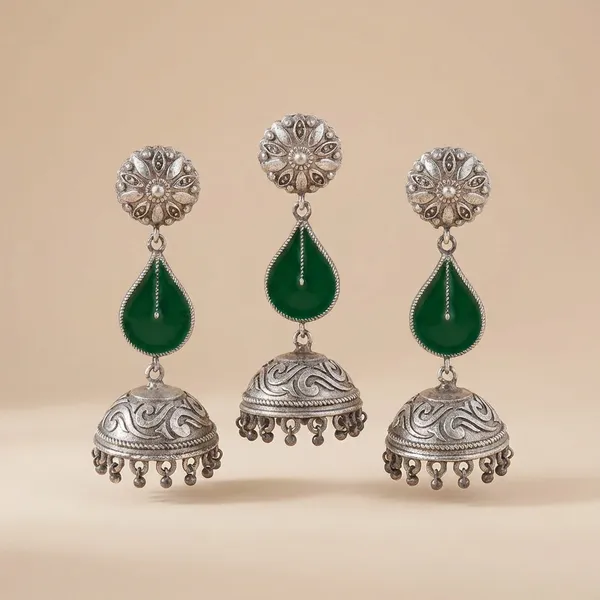 Green_Alloy_With_Gold_Plating_Premium_Jhumka_Earrings_For_Women