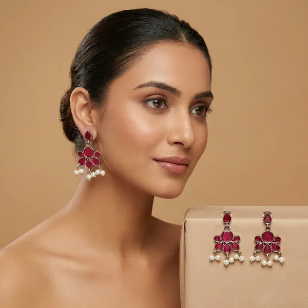 Pink_Alloy_With_Gold_Plating_Premium_Earrings_For_Women