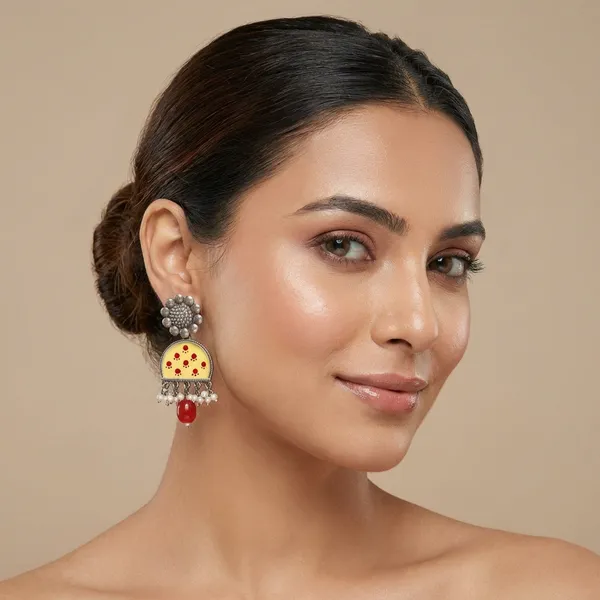 Yellow_And_Red_Brass_Premium_Ch_And_Bali_Earrings_For_Women