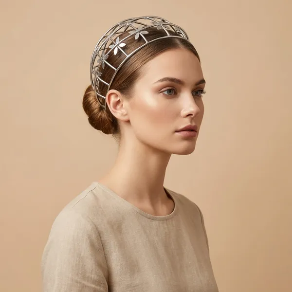 Silver_Alloy_With_Gold_Plating_Premium_Hair_Bun_Cage_For_Women