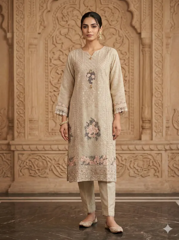 Beige_Chiffon_Suit_For_Women