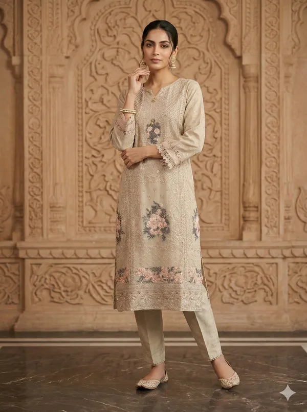 Beige_Chiffon_Suit_For_Women