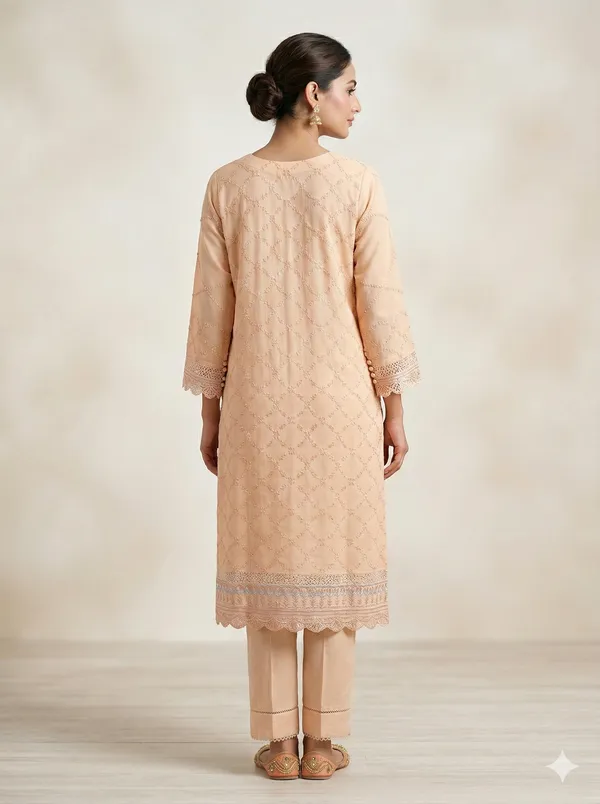 Pink_And_Beige_Organza_Suit_For_Women_Pack_Of_2