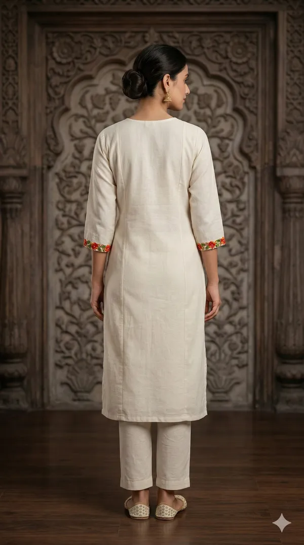 Off_White_And_Orange_Cotton_Suit_For_Women