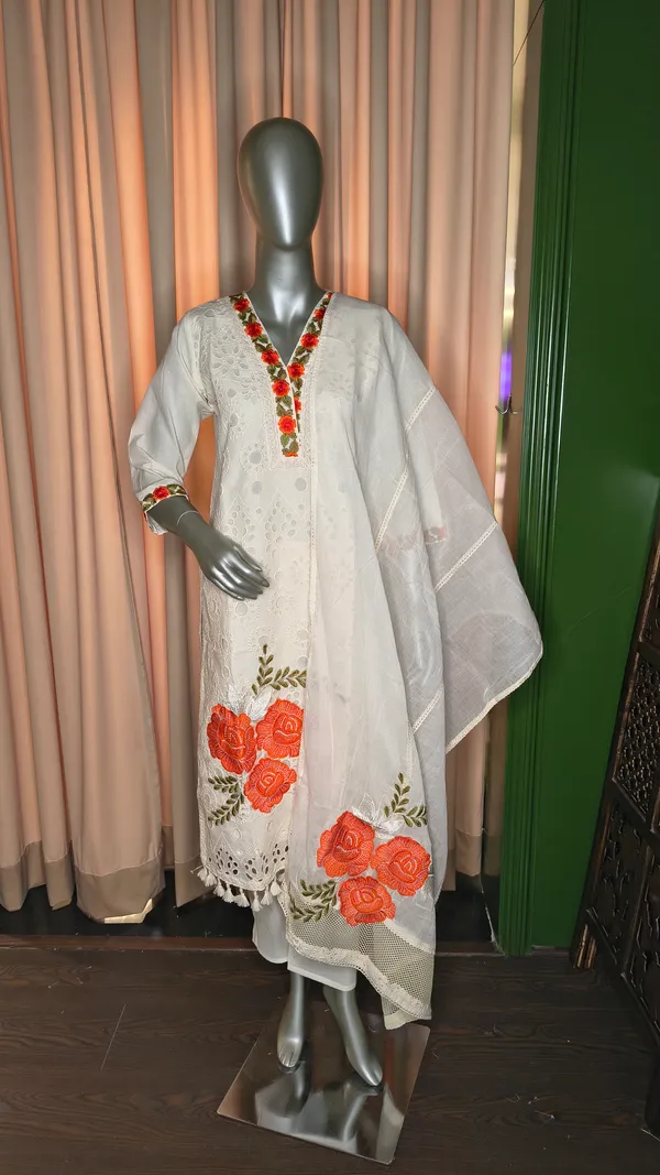 Off_White_And_Orange_Cotton_Suit_For_Women