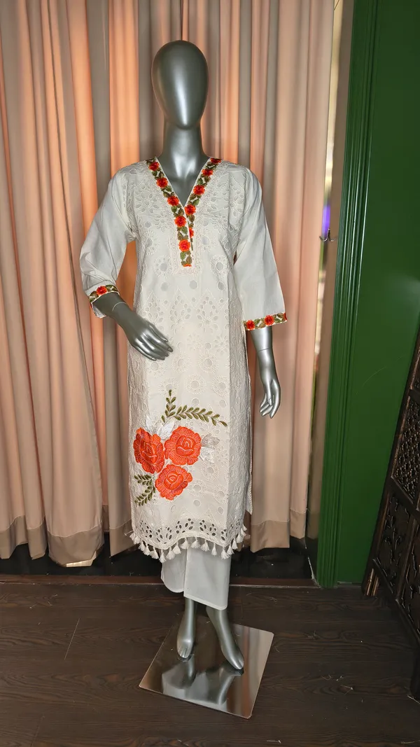Off_White_And_Orange_Cotton_Suit_For_Women