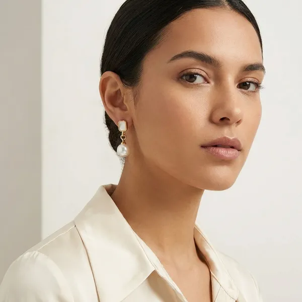 Gold_And_White_Alloy_Pearl_Earring_For_Women