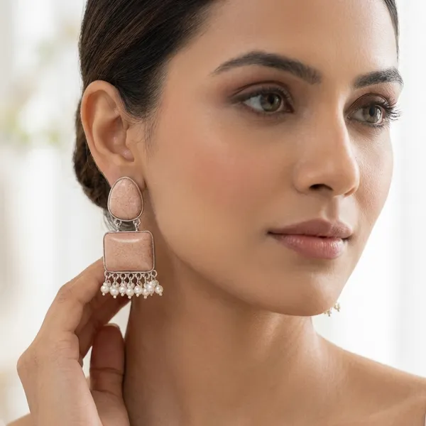 Silver_Peach_Alloy_Earring_For_Women