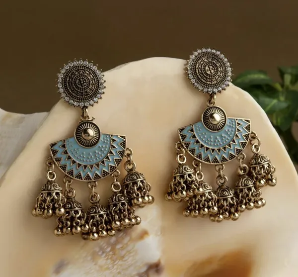 Turquoise_Gold_Plated_Alloy_Enamel_Stone_Earring_For_Women