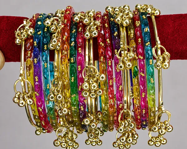 Golden_Set_of_8_Kashmiri_Ghungroo_+_12_Glass_Bangles_-_Dark_Multi_Color
