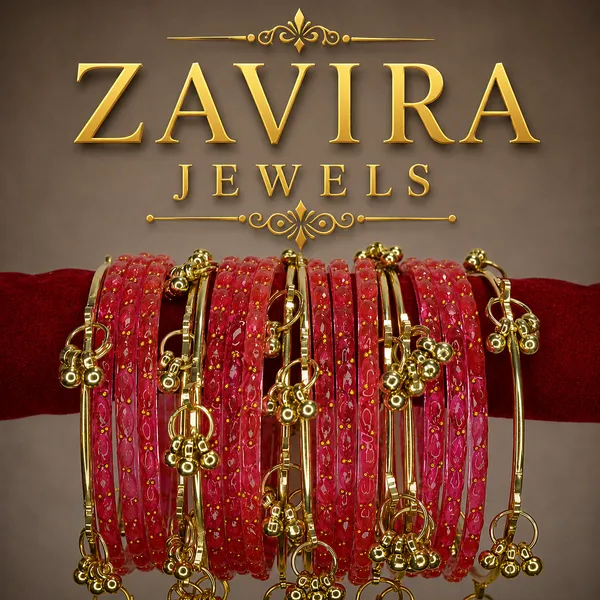 Golden_Set_of_8_Kashmiri_Ghungroo_+_12_Glass_Bangles_-_Gazzri_Color