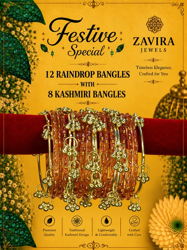Golden_Set_of_8_Kashmiri_Ghungroo_+_12_Glass_Bangles_-_Orange_Color