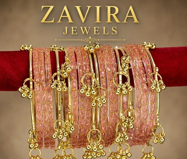 Golden_Set_of_8_Kashmiri_Ghungroo_+_12_Glass_Bangles_-_Peach_Color