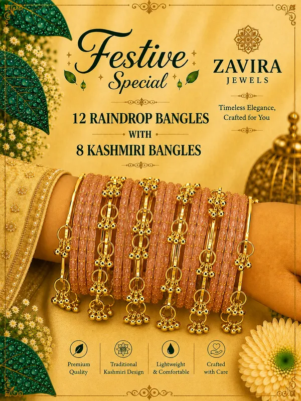 Golden_Set_of_8_Kashmiri_Ghungroo_+_12_Glass_Bangles_-_Peach_Color