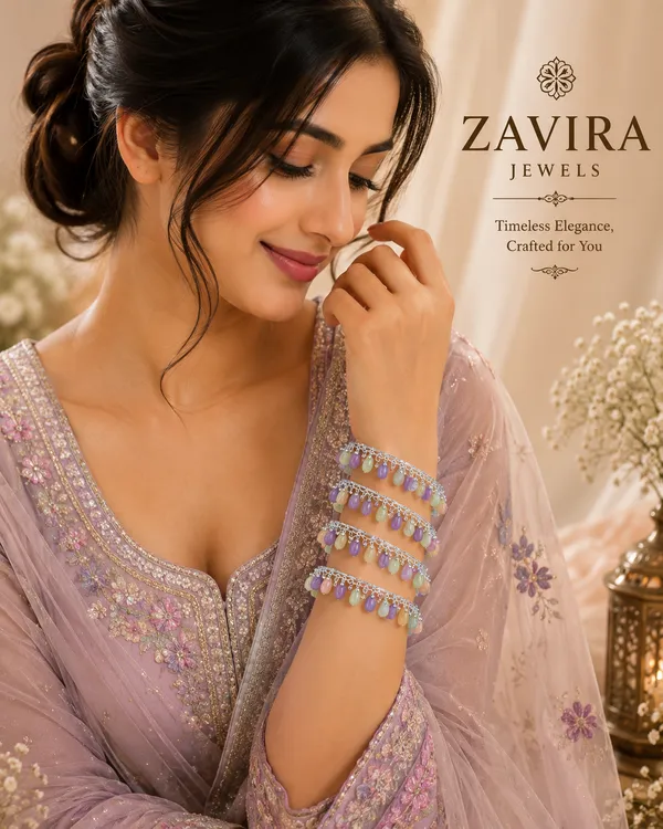 Multicolor_Bead_Shells_Silver_Kashmiri_Bangles_Set_of_4_with_Ghungroo_Studded_for_Women_&_Girls