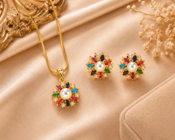 Multicolor_Pendant_Necklace_Set_with_Matching_Earrings_