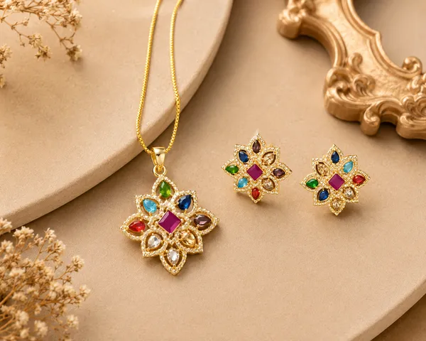 Multicolor_Pendant_Necklace_Set_with_Matching_Earrings_