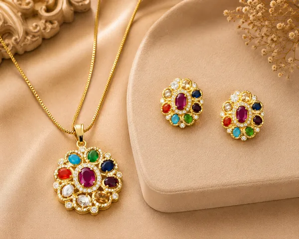 Multicolor_Pendant_Necklace_Set_with_Matching_Earrings_