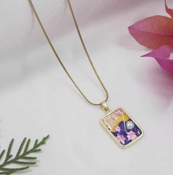 Yellow_And_Blue_Stainless_Steel_Necklace_For_Women