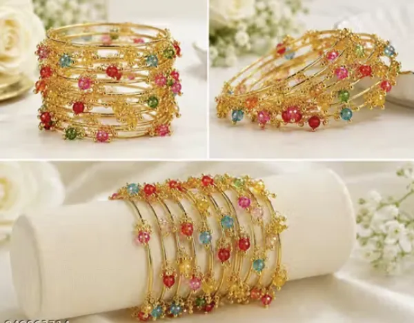 Set_Of_8_Golden_Traditional_Multicolor_Kashmiri_Latkan_Bangles