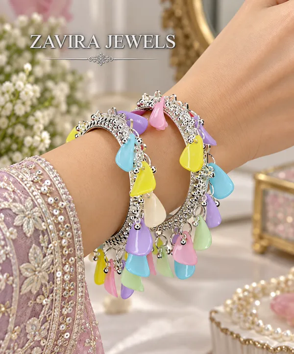 Set_of_2_Multicolor_Bead_Shells_Silver_Kashmiri_Bangles_with_Ghungroo_Studded_for_Women_&_Girls