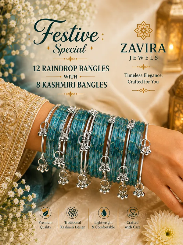 Silver_Set_of_8_Kashmiri_Ghungroo_+_12_Glass_Bangles_-_Light_Firozi_Color