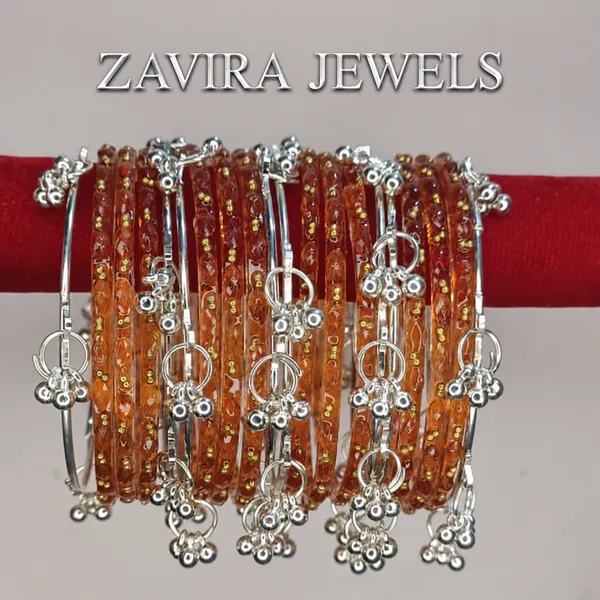 Silver_Set_of_8_Kashmiri_Ghungroo_+_12_Glass_Bangles_-_Orange_Color