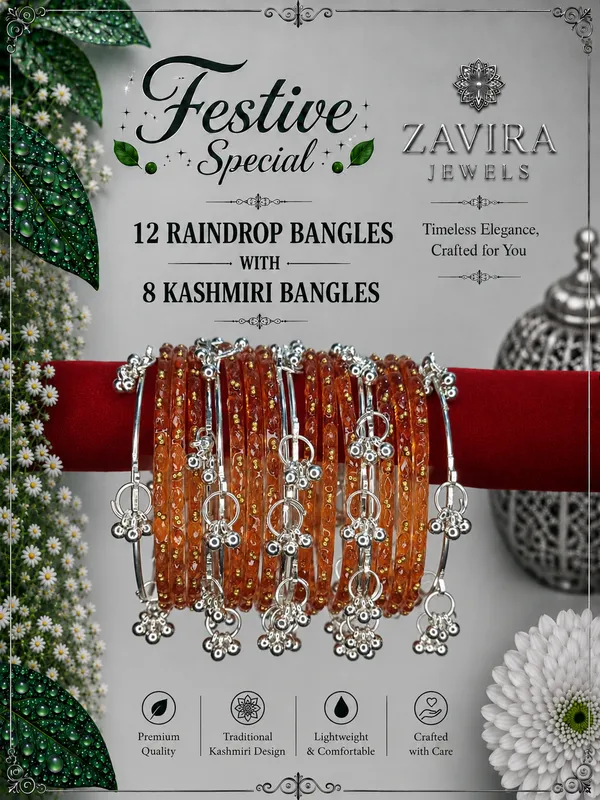 Silver_Set_of_8_Kashmiri_Ghungroo_+_12_Glass_Bangles_-_Orange_Color