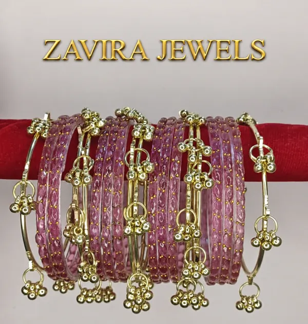 Golden_Set_of_8_Kashmiri_Ghungroo_+_12_Glass_Bangles_-_Payazi_Color
