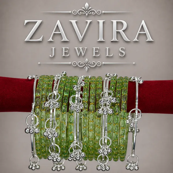 Silver_Set_of_8_Kashmiri_Ghungroo_+_12_Glass_Bangles_-_Pista_Color