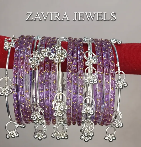 Silver_Set_of_8_Kashmiri_Ghungroo_+_12_Glass_Bangles_-_Purple_Color