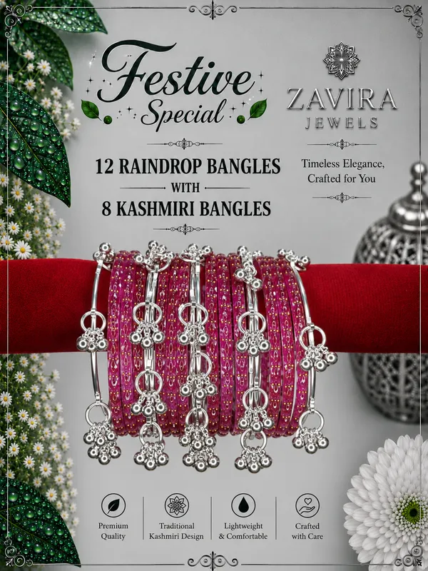 Silver_Set_of_8_Kashmiri_Ghungroo_+_12_Glass_Bangles_-_Rani_Color
