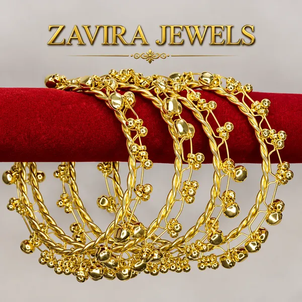 Spiral_Golden_Kashmiri_Bangles_Set_of_4_with_Ghungroo_Studded_for_Women_&_Girls