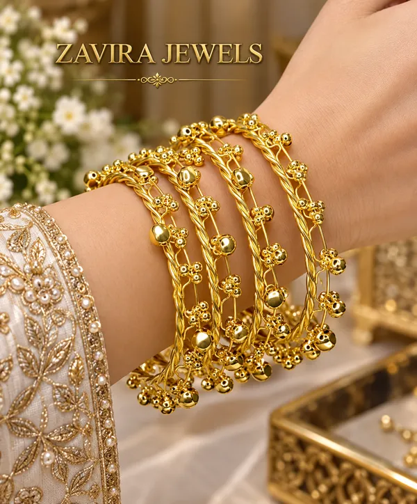 Spiral_Golden_Kashmiri_Bangles_Set_of_4_with_Ghungroo_Studded_for_Women_&_Girls