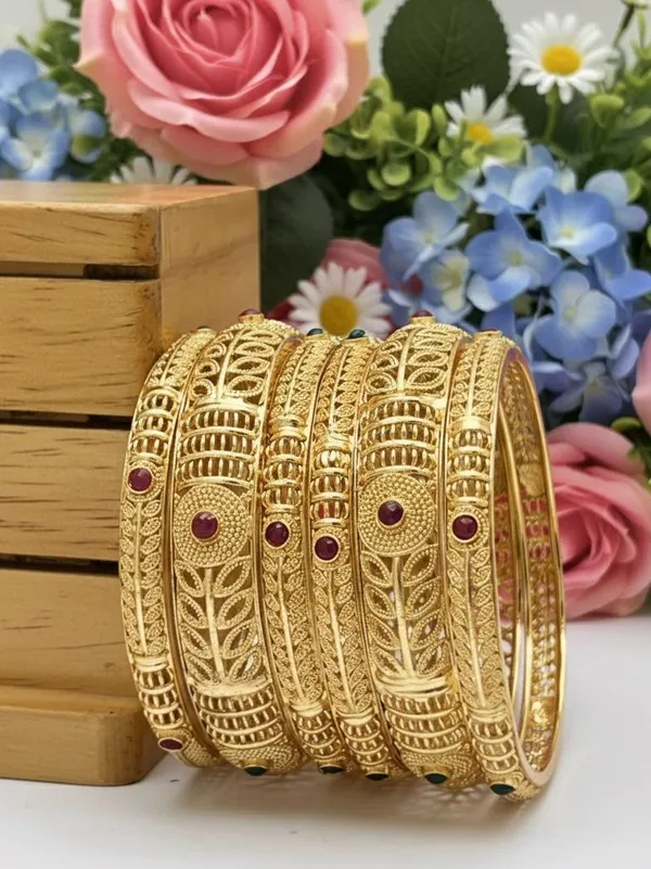 Golden_Traditional_Designer_Bangles_Set_With_Stone_Embellishments_Set_Of_6_For_Women