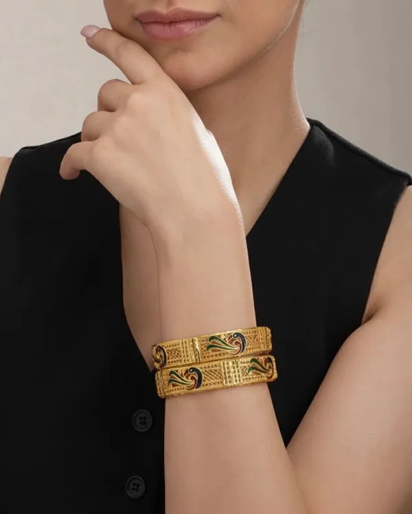 Golden_Traditional_Peacock_Design_Kada_Bangles_Set_Of_2_For_Women