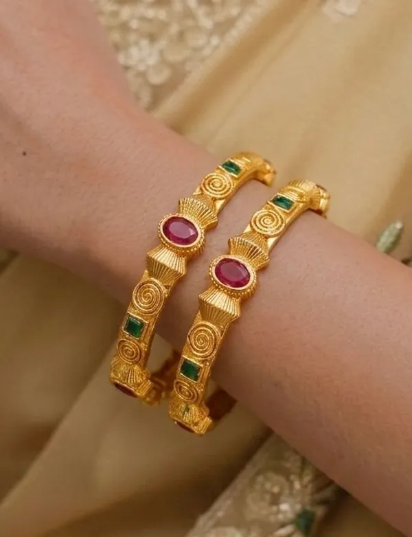 Traditional_Gold-Plated_Bangles_with_Ruby_and_Emerald_Stones_(Set_of_2)