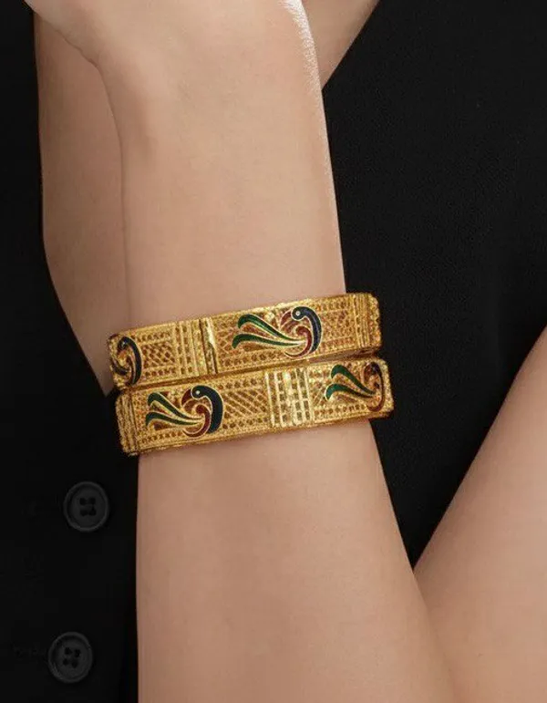 Golden_Traditional_Peacock_Design_Kada_Bangles_Set_Of_2_For_Women
