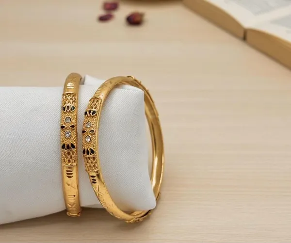 Golden_Traditional_Carved_Bangles_Set_Of_2_For_Women