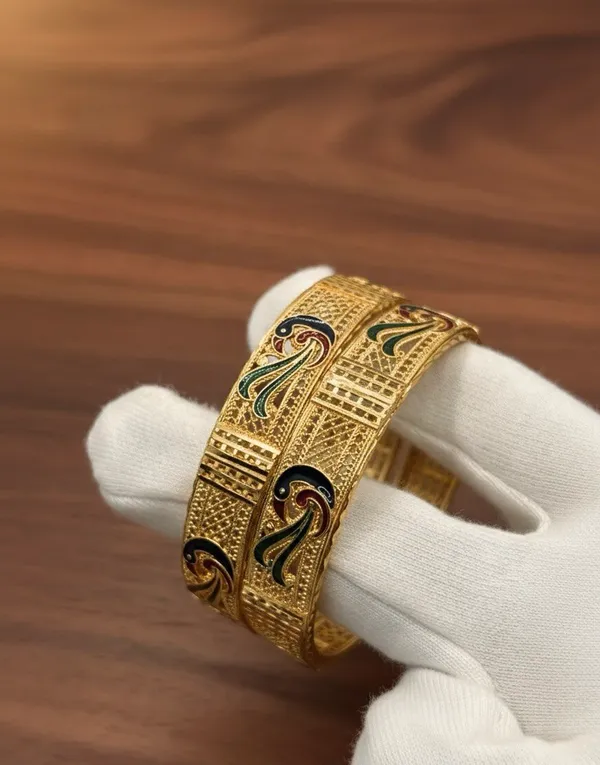 Golden_Traditional_Peacock_Design_Kada_Bangles_Set_Of_2_For_Women