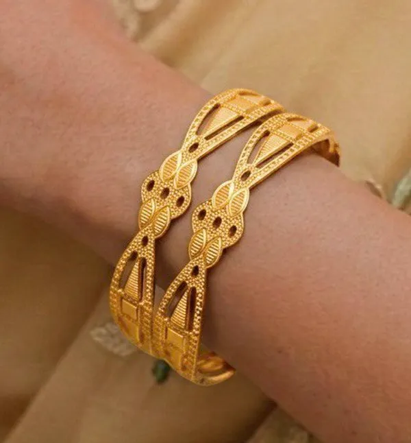 Golden_Traditional_Designer_Bangles_For_Women_Set_Of_2_For_Women